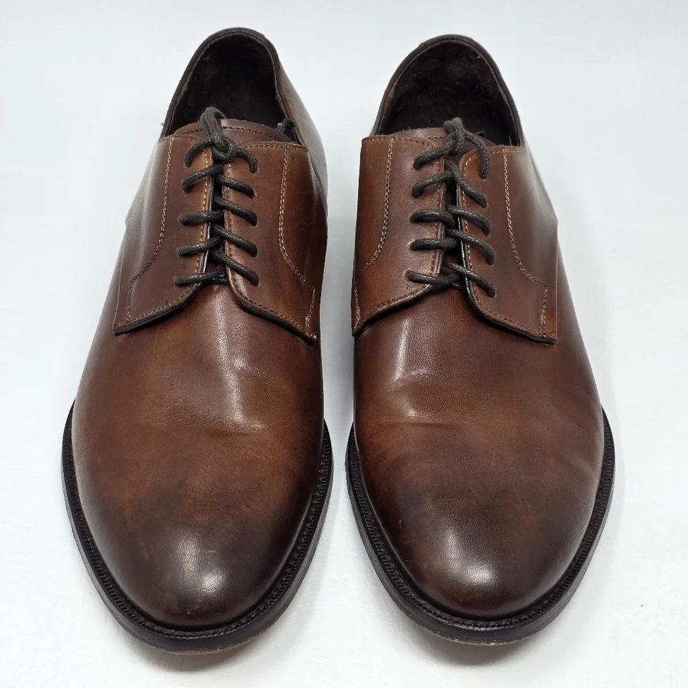 Marco Vittorio Plain-Toe Dress Shoe Men Sz 7.5 Brown Lace Made In Italy Preowned